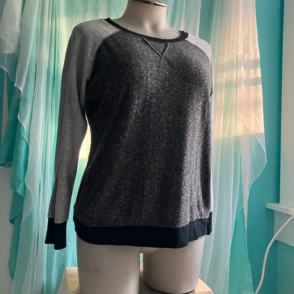 Avenue Charcoal and Black Knit Top